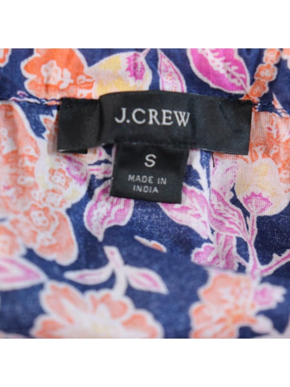 J.Crew Painted Block Print Cotton Voile Beach Dress S Navy Orange Button Front - Picture 2 of 16